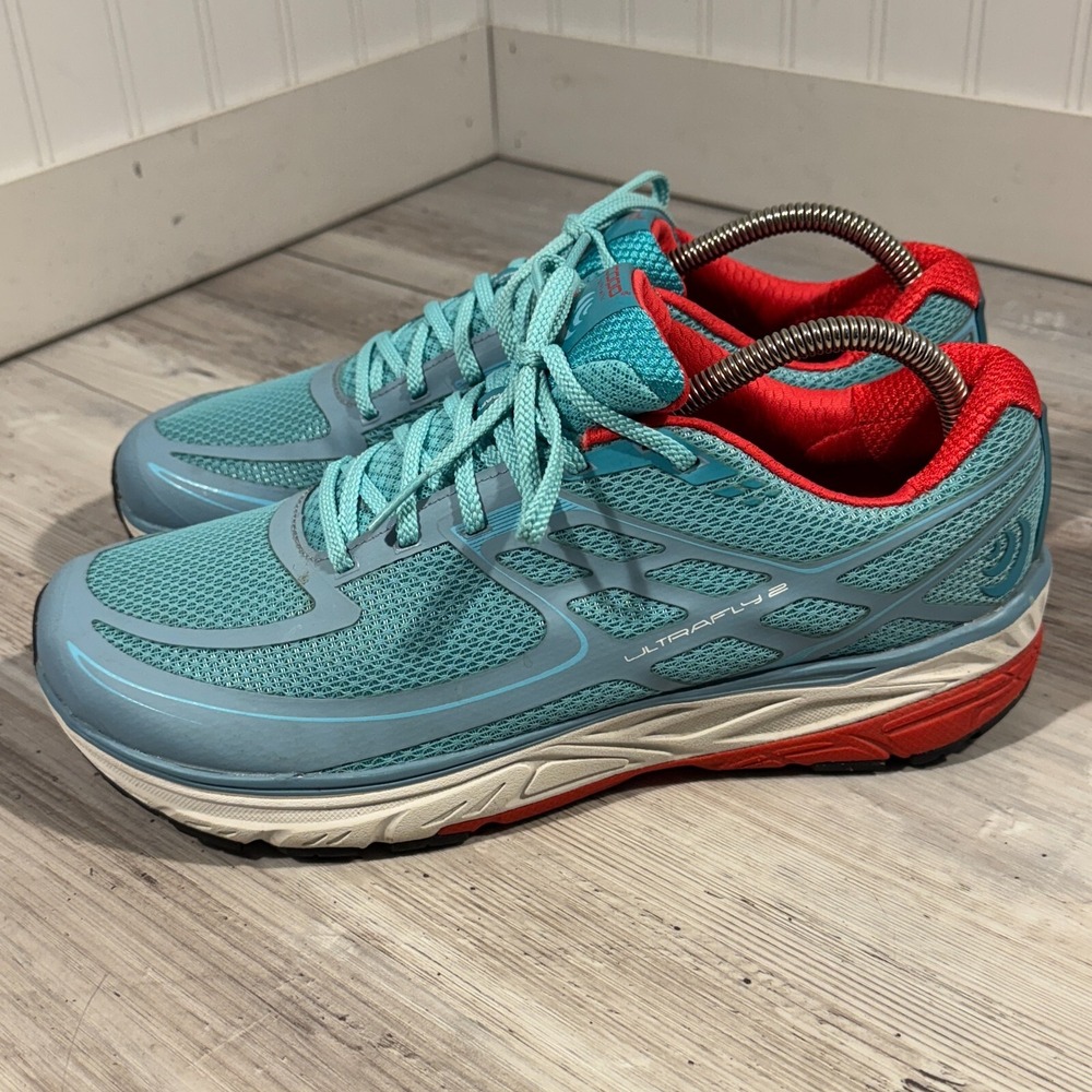 Topo Designs Teal and Red Athletic Shoes